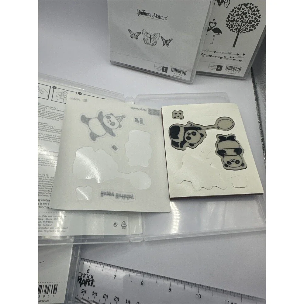 Lot of Stampin' Up Stamp Sets Stamps Cling Party Valentine Panda Kindness words